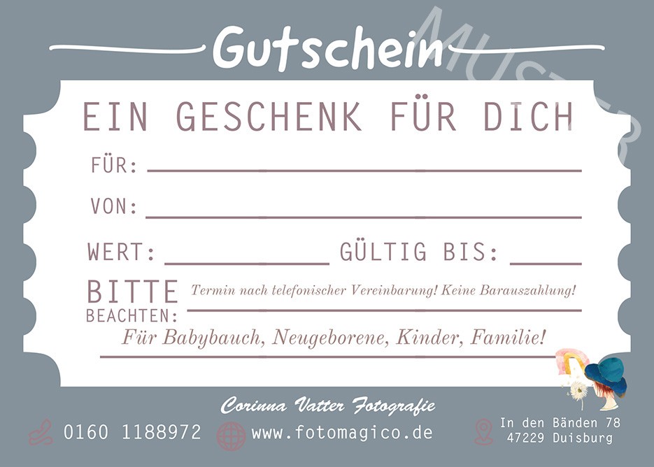 Geschenkgutschein Babybauchshooting Babybauchfotografie Gutschein